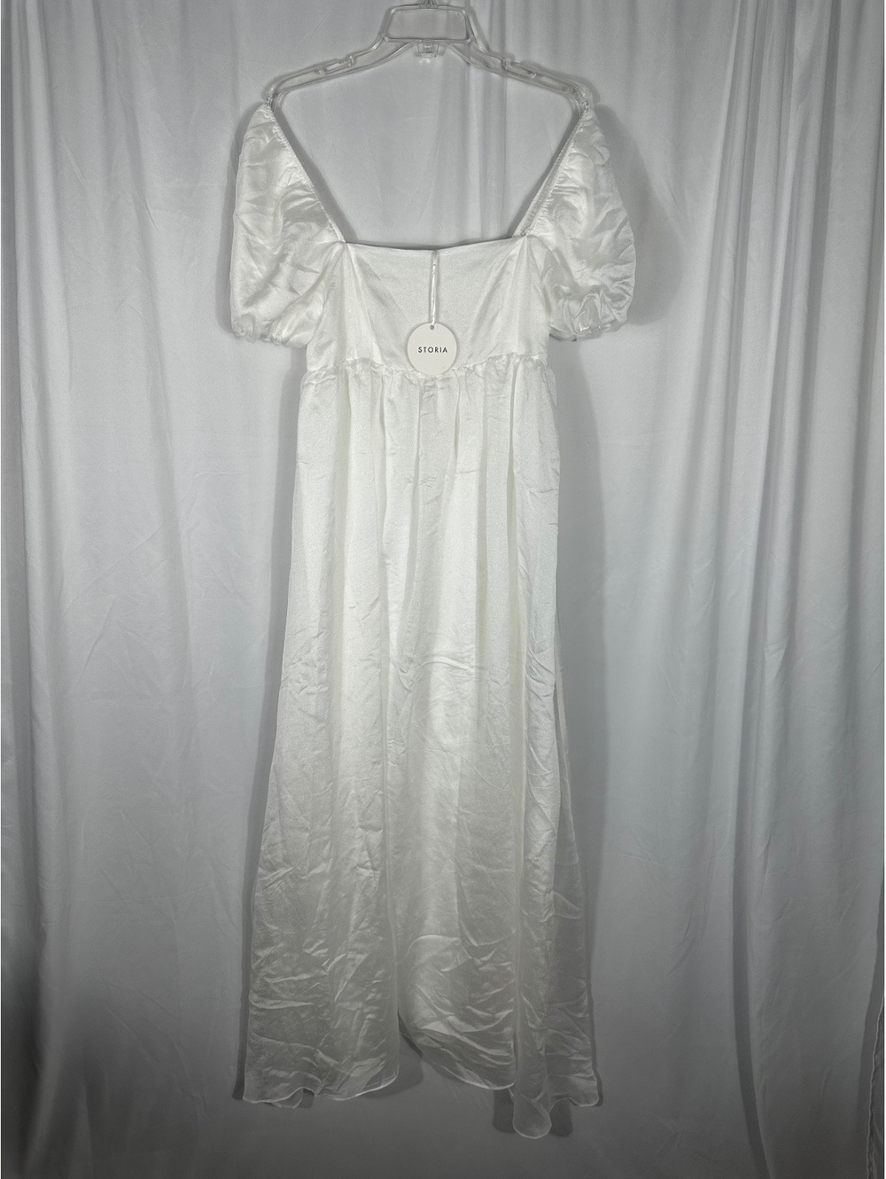 STORIA White Puff Sleeve Maxi Dress Size Large